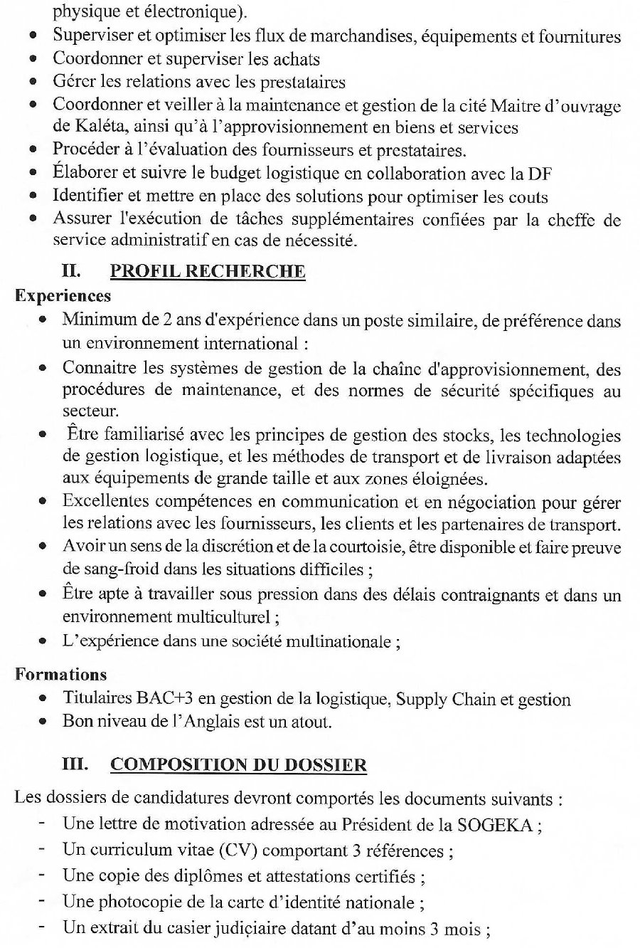 Recrutement D'un Responsable Logistique | Page 2