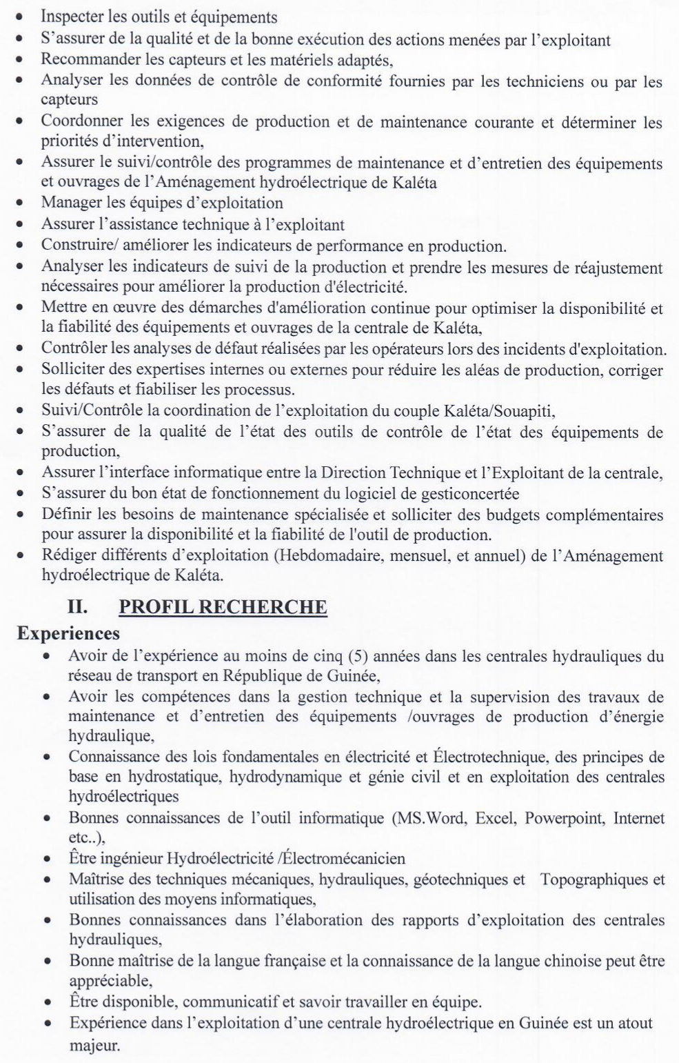 Recrutement D'un Responsable De La Production Hydraulique | Page 2