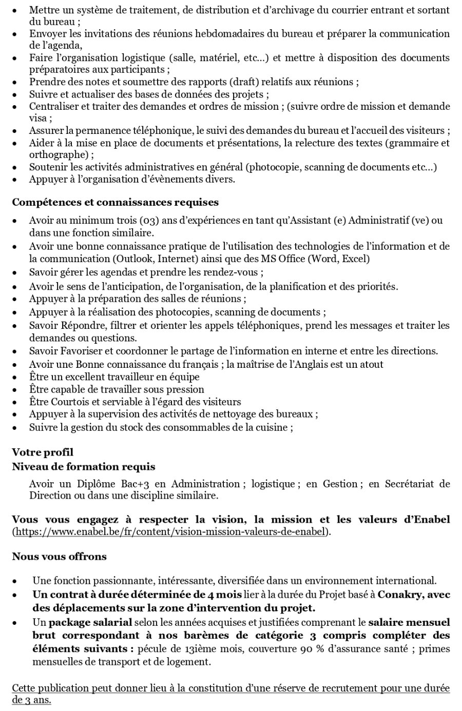 Avis de recrutement d'un(e) Assistant(e) Administratif (ve) (h/f/x) – Guinée | Page 2