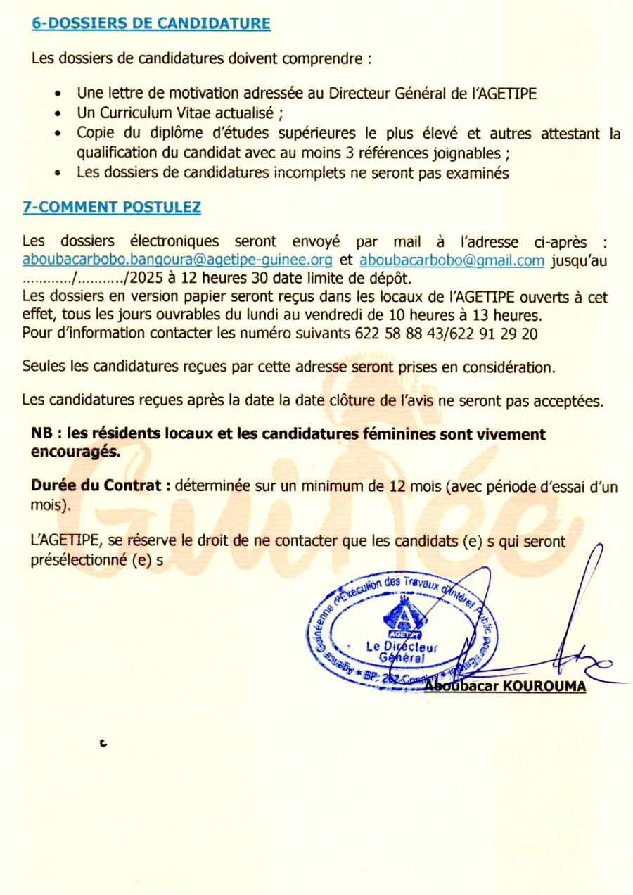 AVIS DE RECRUTEMENT DE SEPT (07) INGENIEURS DELEGUE A PIED D’ŒUVRE REGIONAUX POUR LE SUIVI DES TRAVAUX DE CONSTRUCTION/REHABILITATION DES INFRASTRUCTURES | Page 2