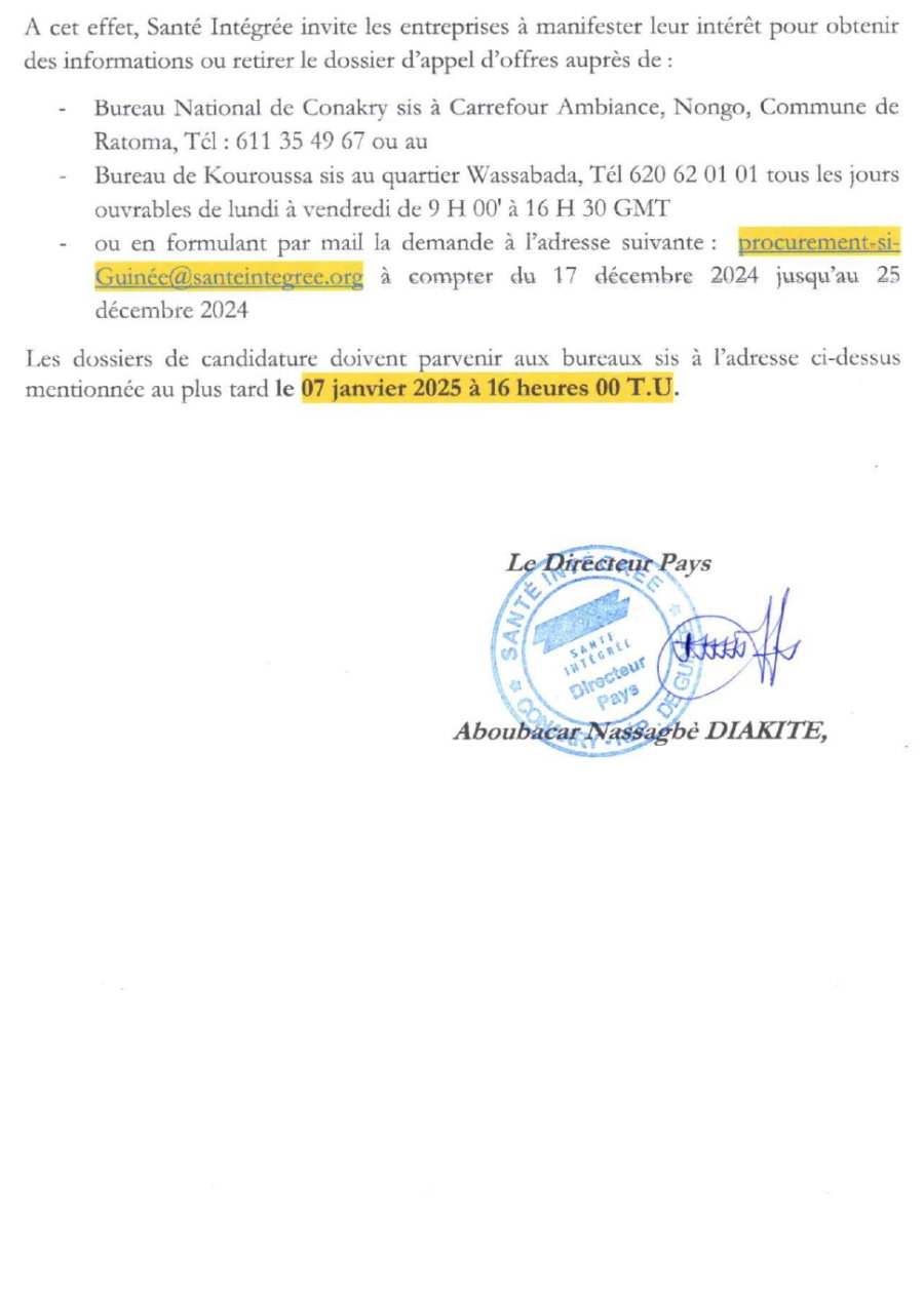 Mise en place des contrat cadre avec les fournisseurs à Conakry, Kindia, Mamou, Dabola, Kouroussa, Kankan  | Page 2