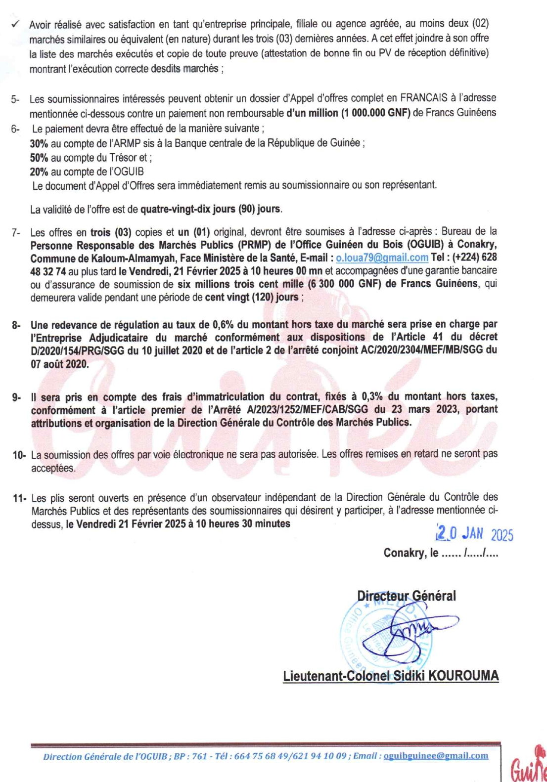 Avis d'appel d'offres pour le Marché d'acquisition de quarante-deux (42) motos en un lot unique Lot Unique | Page 2