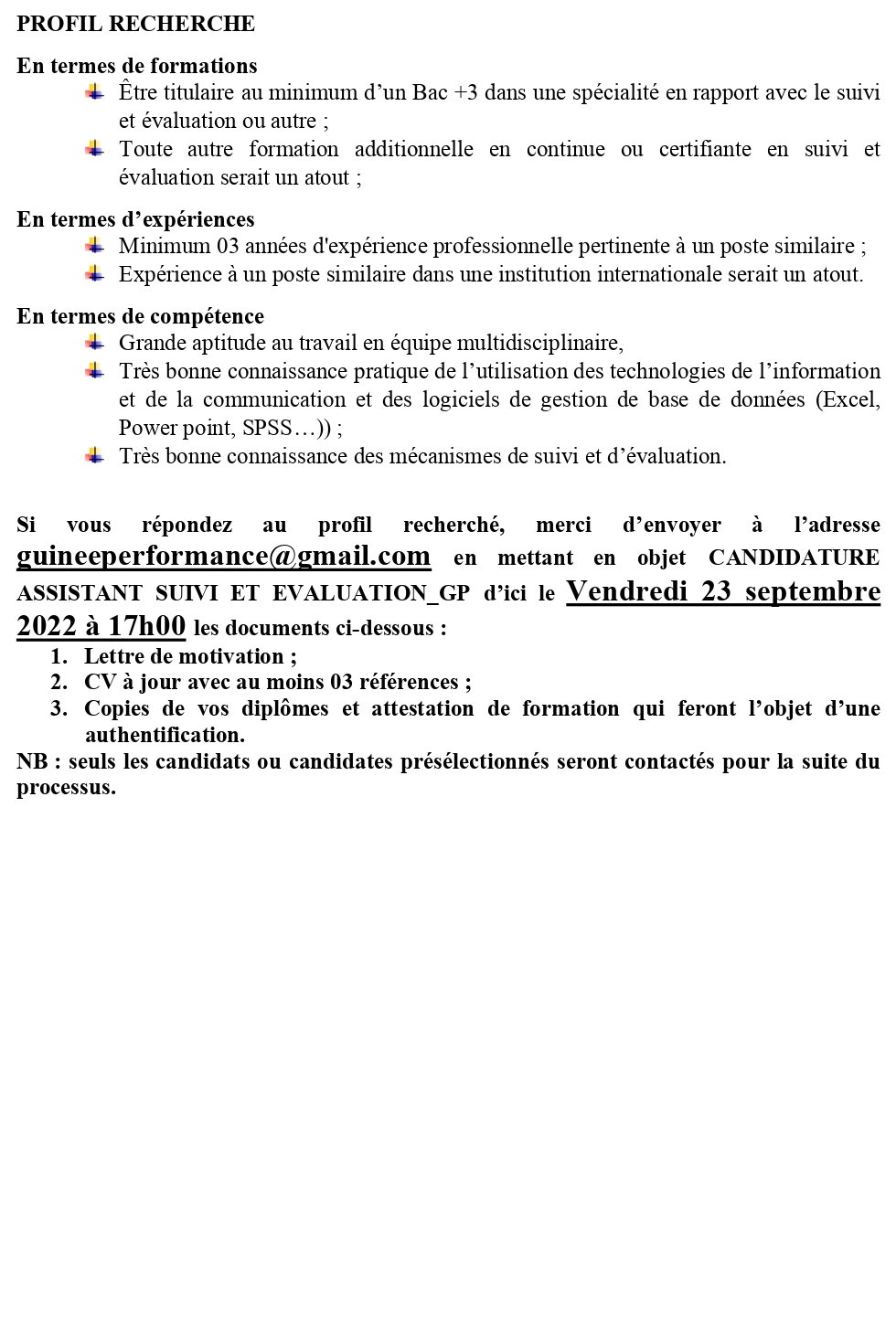 Avis De Recrutement D'un(e) Assistant(e) En Suivi-Evaluation (H/F) | page 2