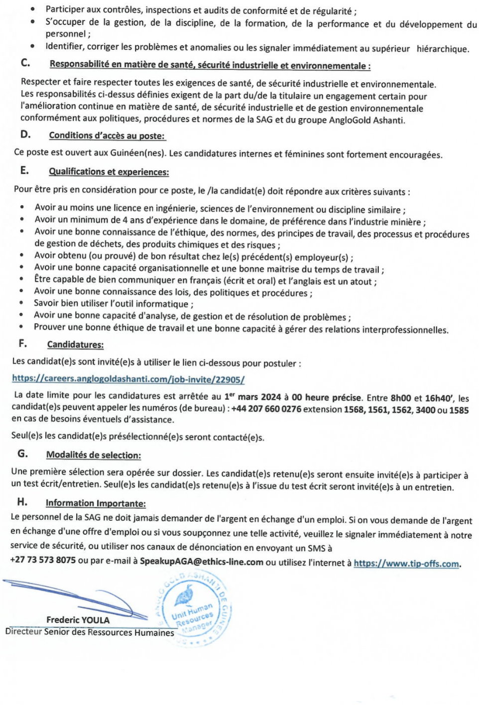 Avis de recrutement d'un(e) Superviseur(e) Senior pour la gestion des déchets et produits chimiques (Waste & Chemicals Senior Supervisor) au compte du Département de l’Environnement | Page 2