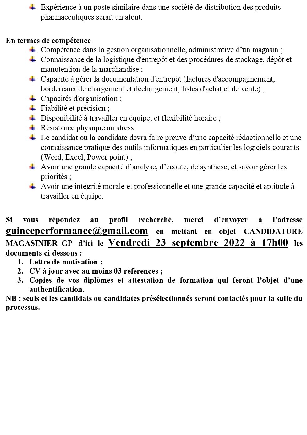 Avis De Recrutement Des Magasiniers (H/F) | page 2