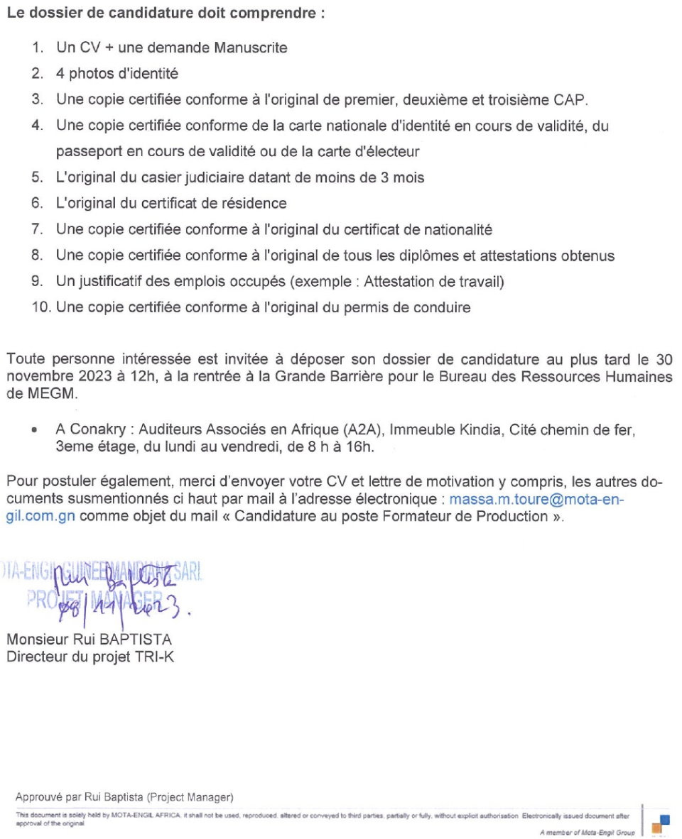 Recrutement D'un (01) Formateur De Production | Page 2
