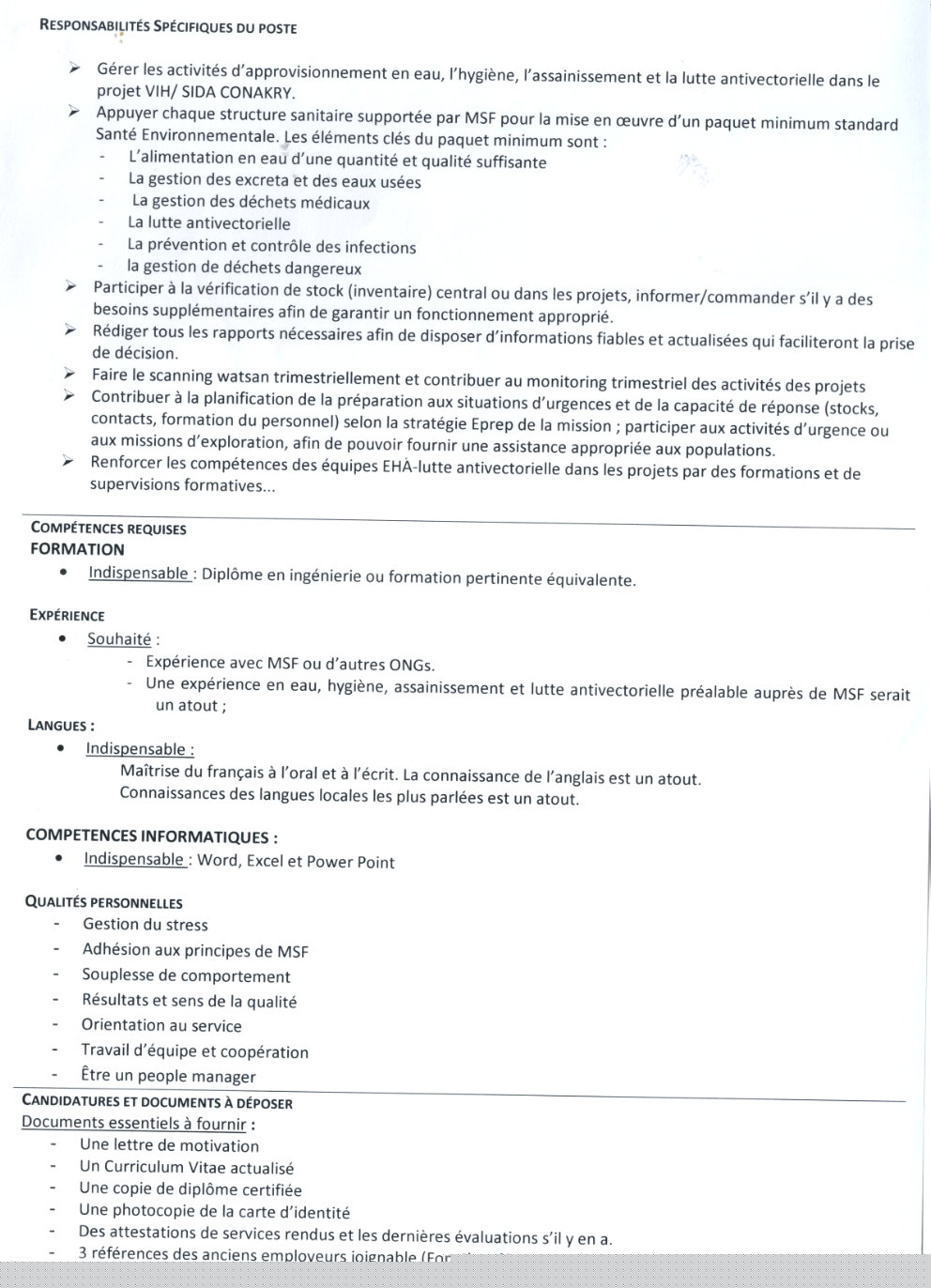 AVIS DE RECRUTEMENT D'UN (1) RESPONSABLE EAU ET ASSAINISSEMENT | Page 2