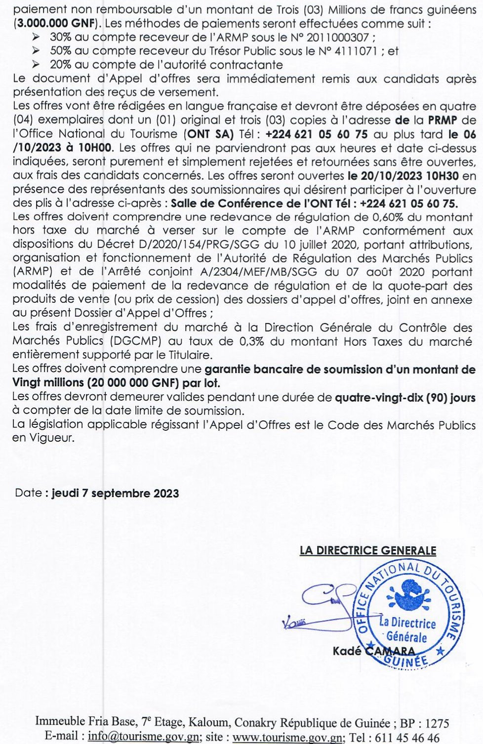 Avis d’Appel d’Offres National (AA0) relatif au Marché de fournitures de petits matériels de bureau et de matériels informatiques répartis en deux (2) lots distincts | page 2