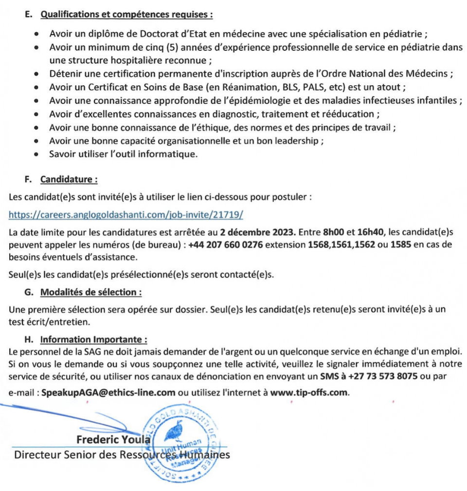 Avis de recrutement d'un(e) Médecin pédiatre au compte du Département de la santé dans le cadre d’un contrat à durée indéterminée | Page 2