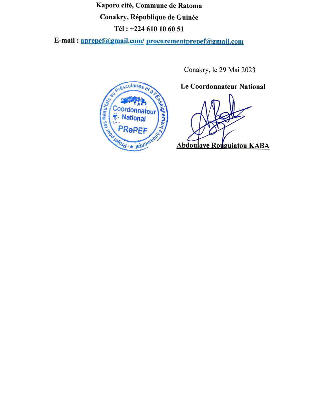 Appel d’Offres International pour la fourniture de mobiliers et d’équipements du pré-primaire pour sept cent soixante-cinq (765) nouvelles classes. (Processus à une Enveloppe) | page 3