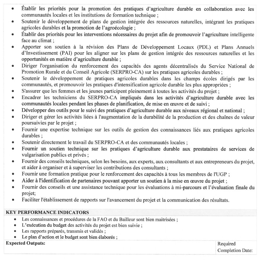 Avis de recrutement d'un expert en agriculture durable du projet | Page 2