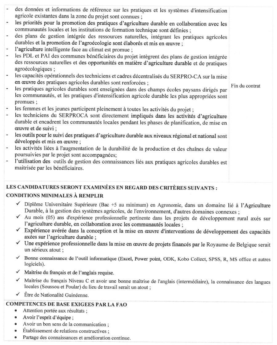 Avis de recrutement d'un expert en agriculture durable du projet | Page 3