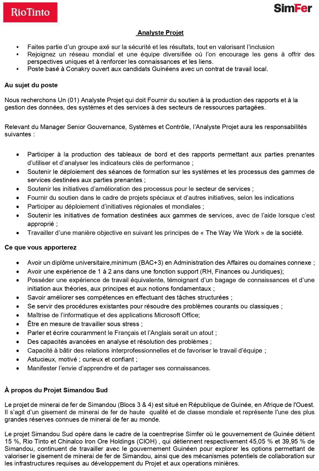 Analyste Projet | Page 1