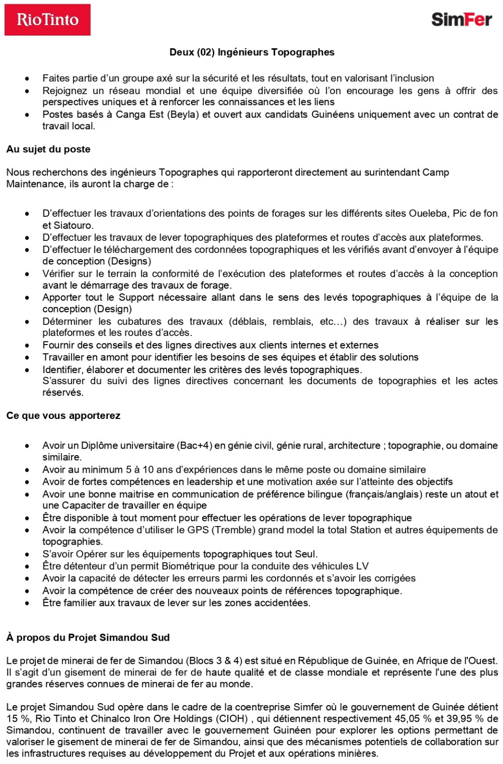 Deux (02) Ingénieurs Topographes | page 1