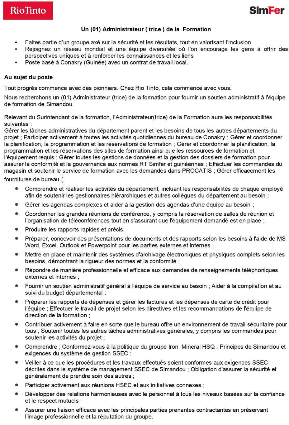 Un (01) Administrateur ( trice ) de la Formation | Page 1