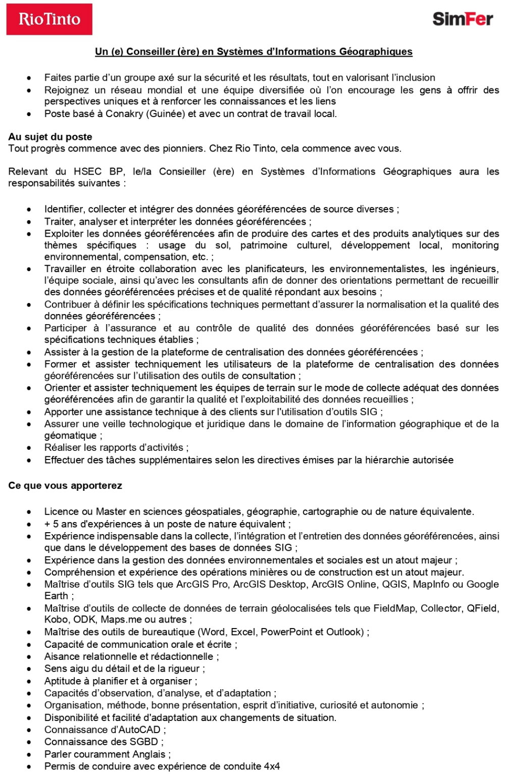 Un (e) Conseiller (ère) en Systèmes d’Informations Géographiques | Page 1