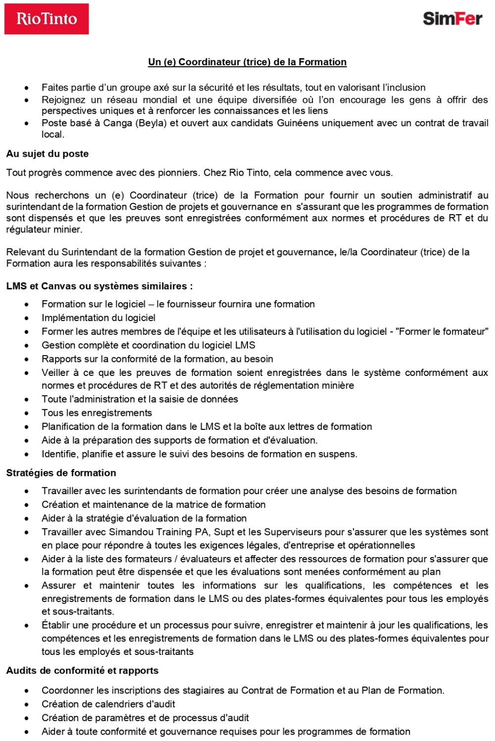 Un (e) Coordinateur (trice) de la Formation | page 1