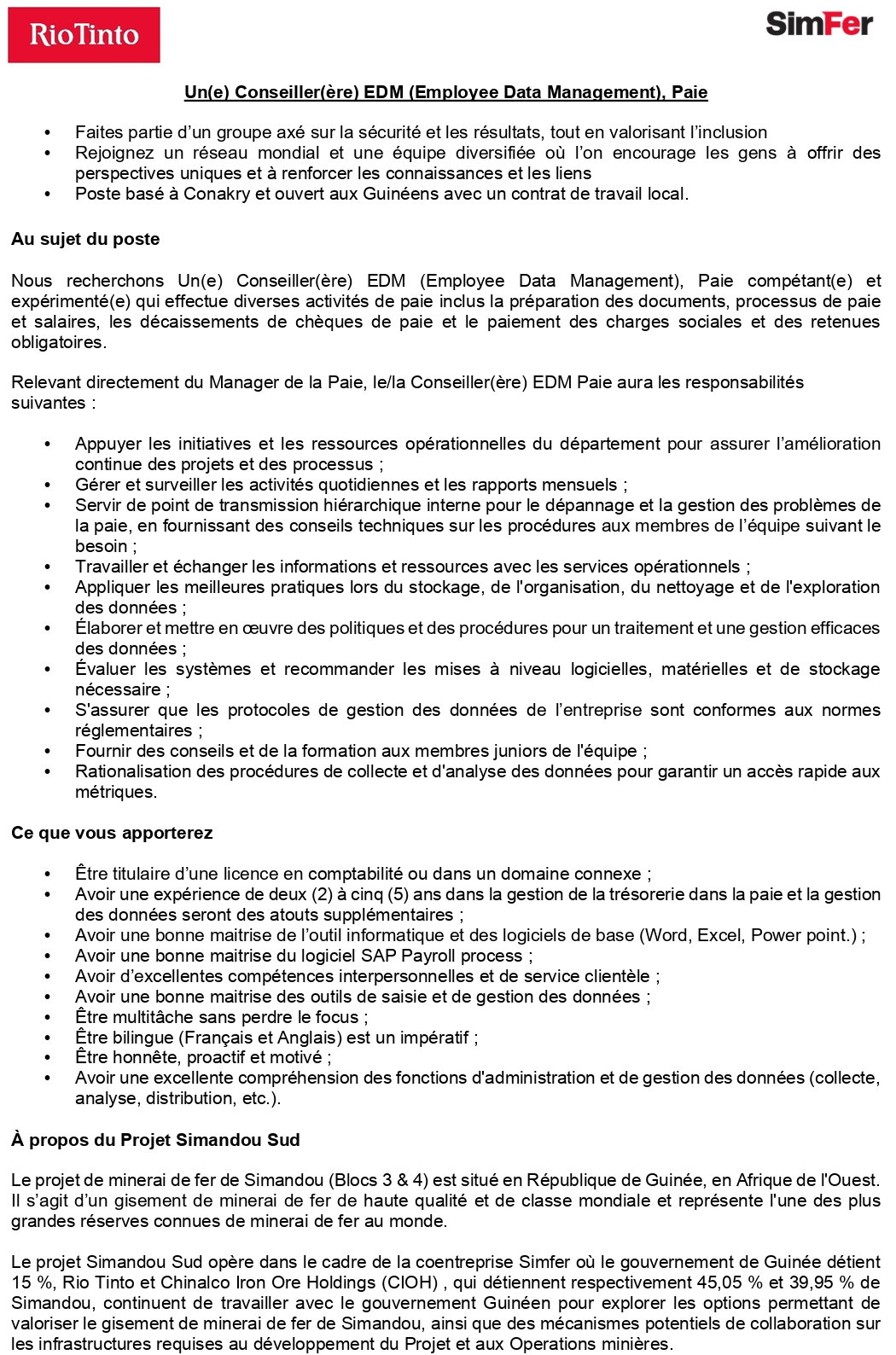 Un(e) Conseiller(ère) EDM (Employee Data Management), Paie | Page 1
