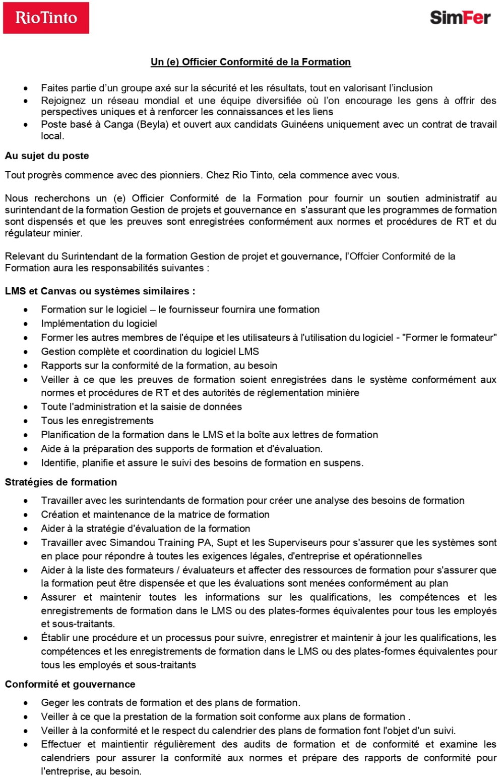 Un (e) Officier Conformité de la Formation | page 1