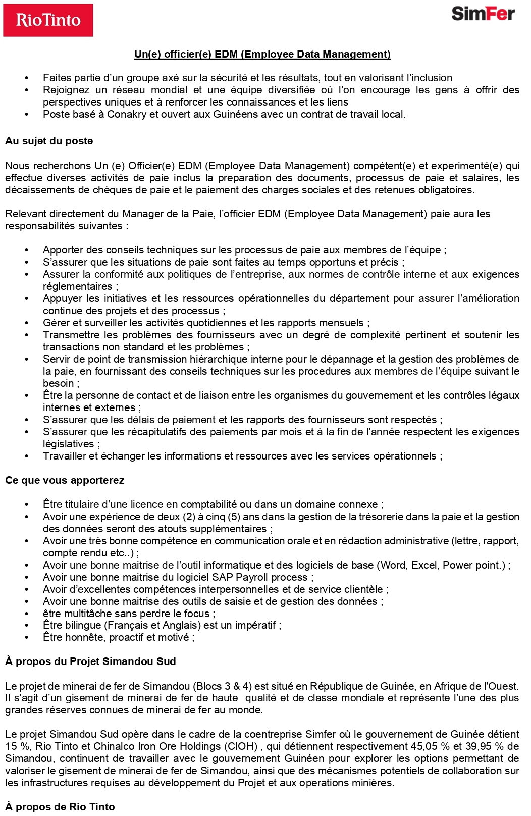 Un(e) officier(e) EDM (Employee Data Management) | Page 1