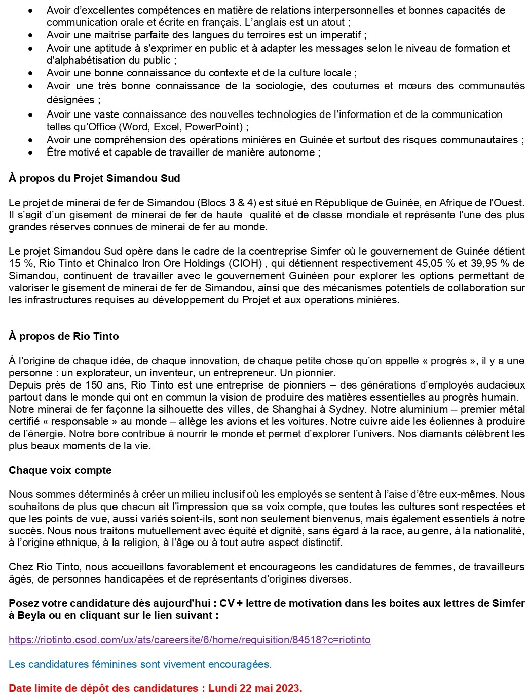 Trois (3) Superviseurs Relations Communautaires | p 2
