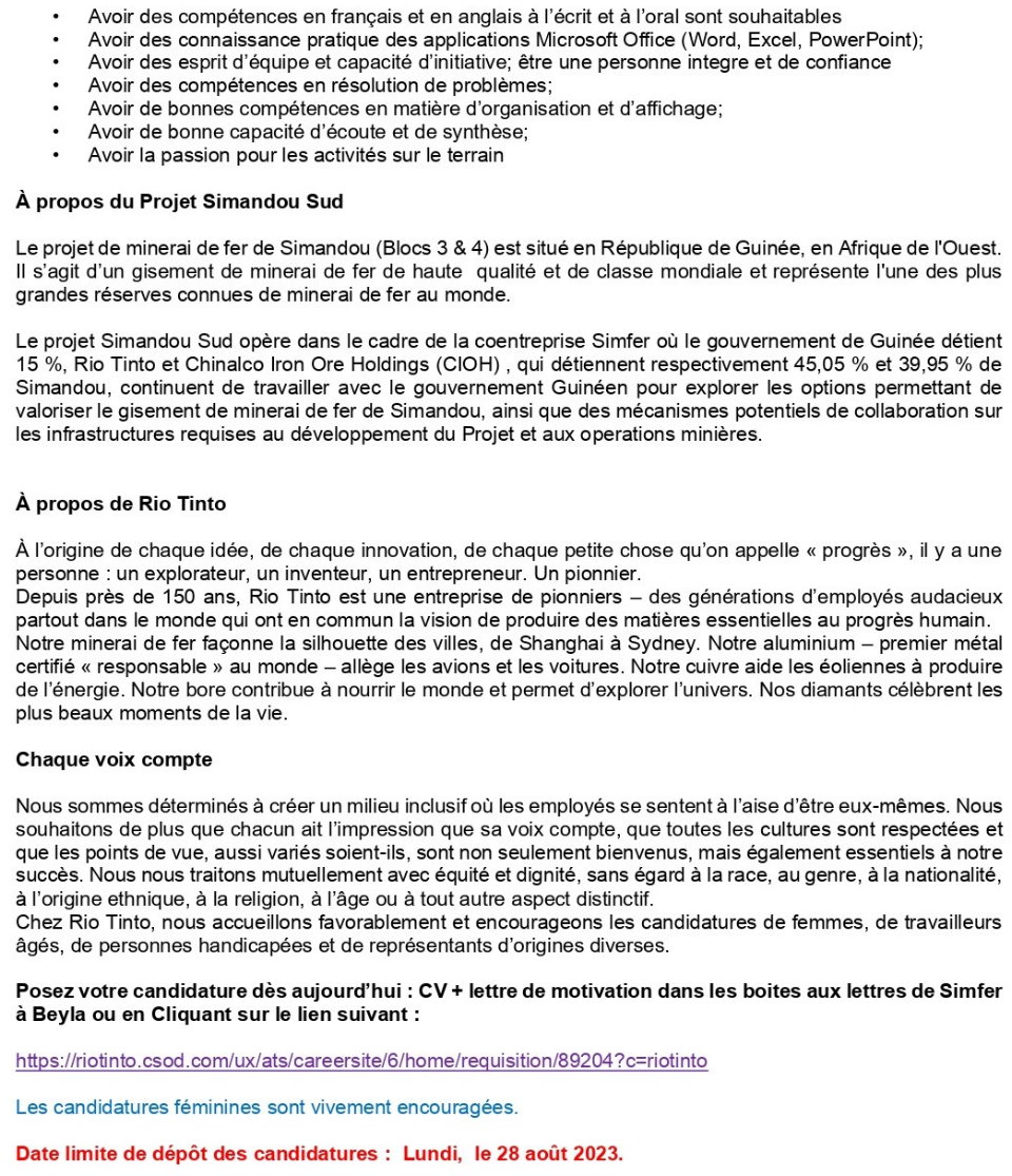 Avis de recrutement d'un (1) Officier Santé et Securité | Page 2