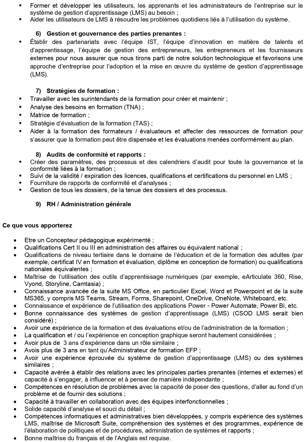 Deux (2) Spécialistes de la Formation en Systèmes de Gestion d’Apprentissage (LMS) | Page 2