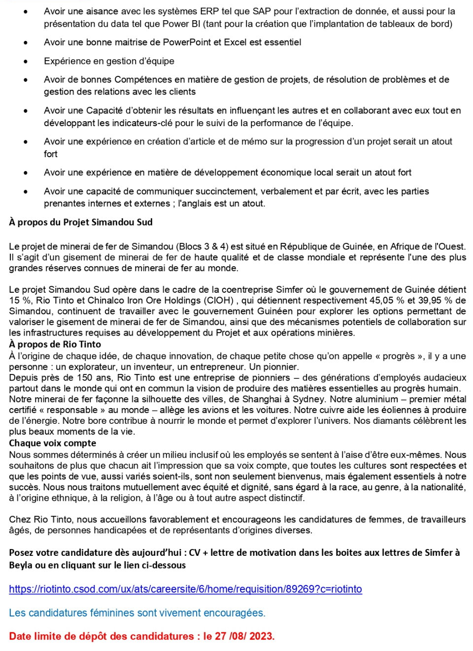 Avis de recrutement d'un (e) Spécialiste développement des Fournisseurs (data) | page 1