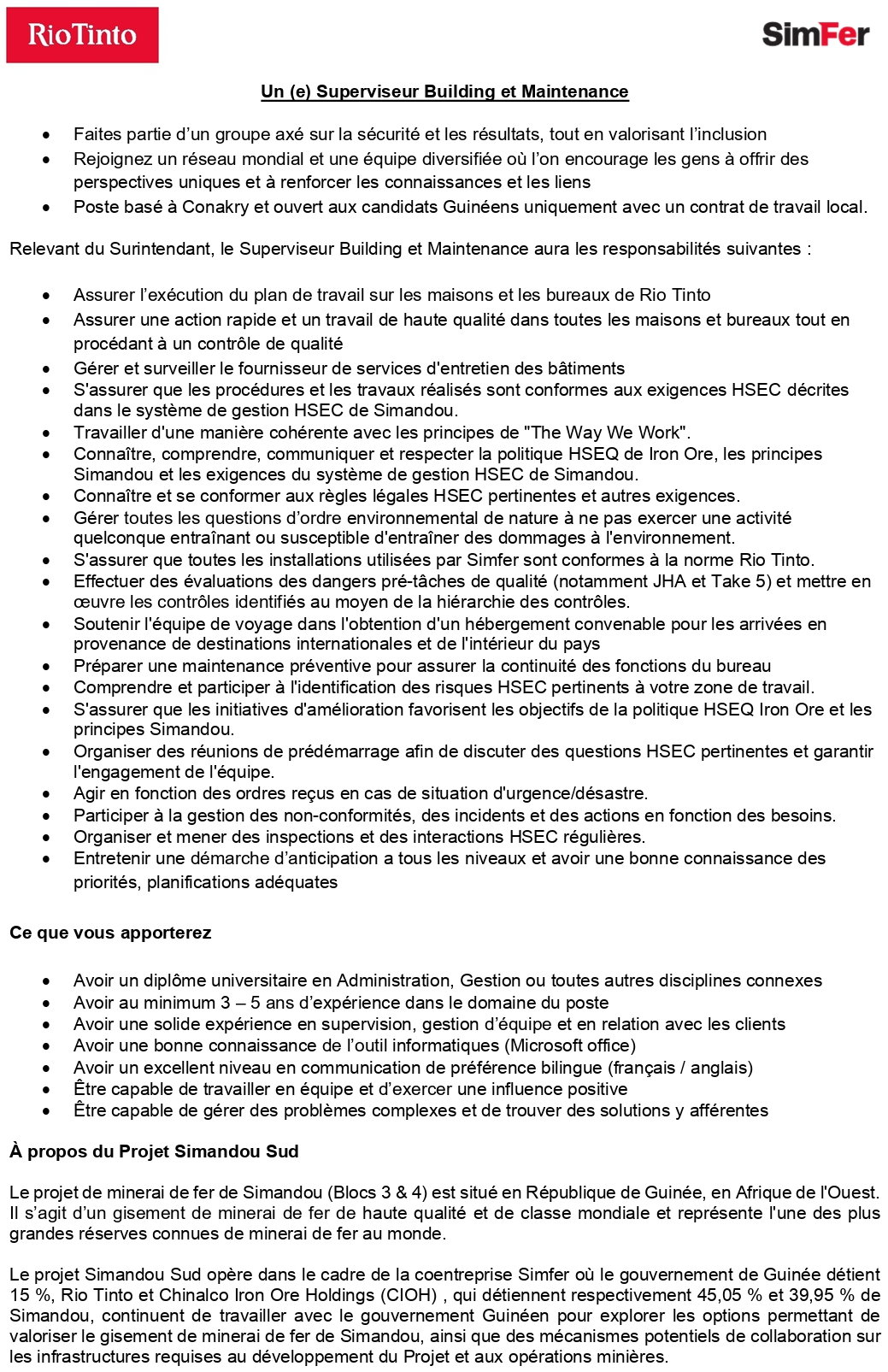 Un (e) Superviseur Building et Maintenance | p 1