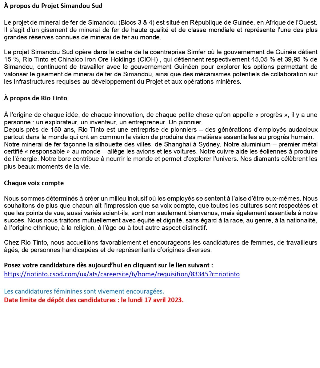 Avis de recrutement d'Un (e) Surintendant Relations avec les Employés 3