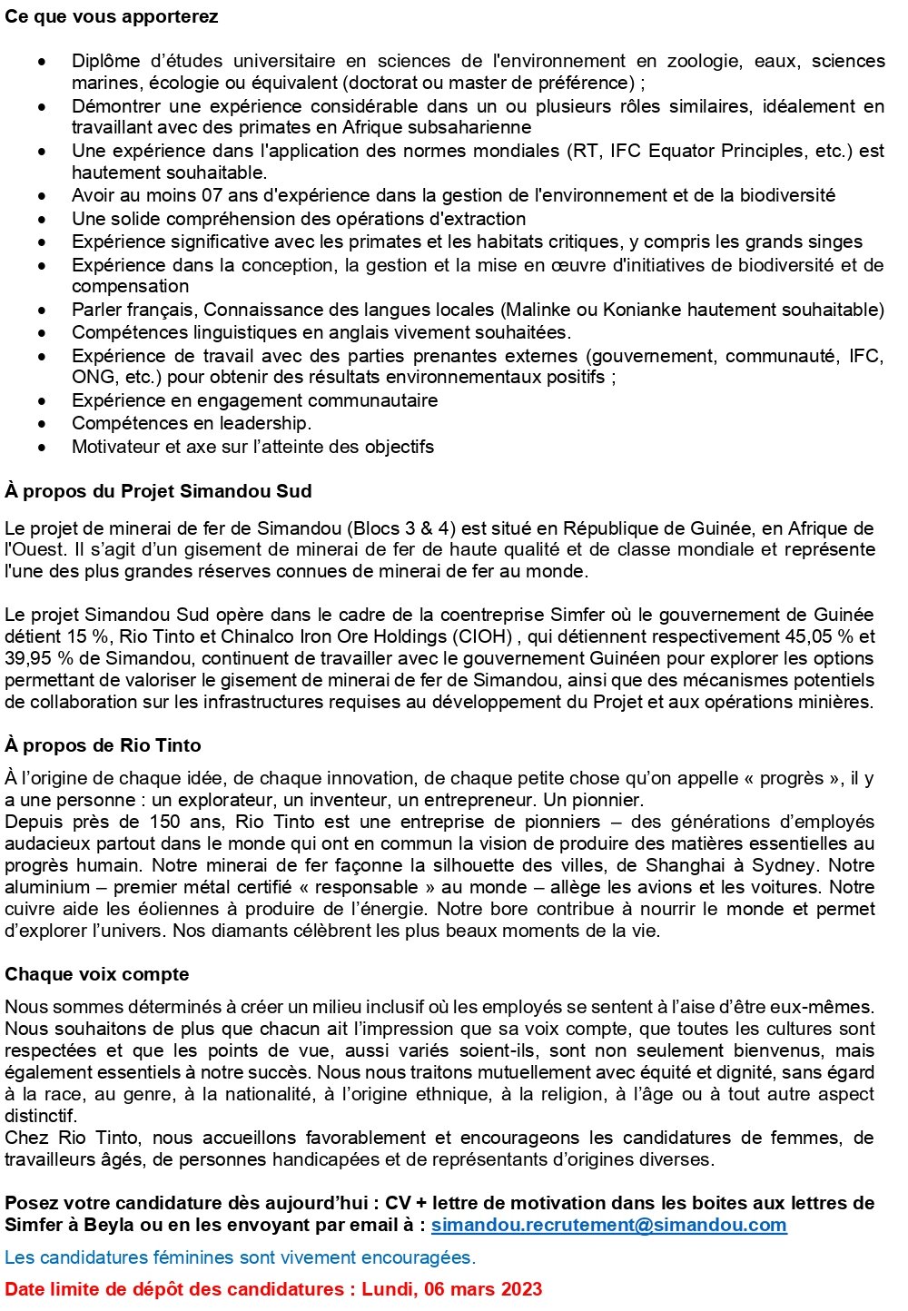 Recrutement D'un(e) Spécialiste de l'Écologie des Eaux Douces | Page 2