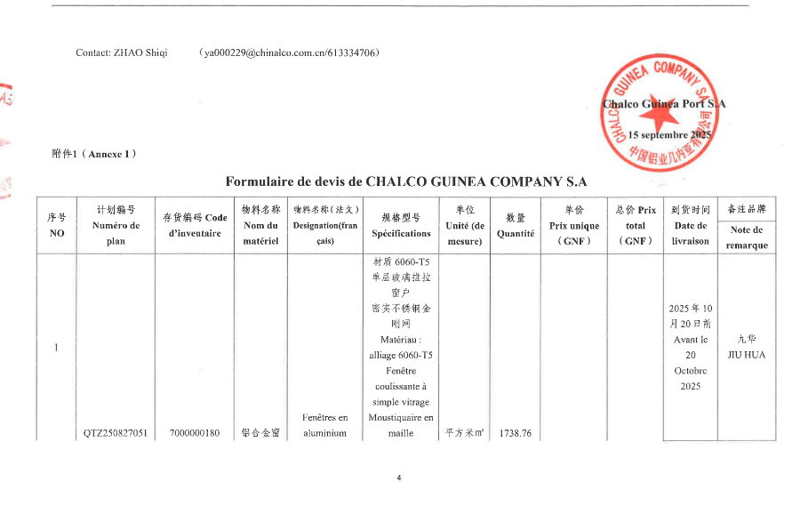 Annonce d'approvisionnement pour l'achat des fenêtres en aluminium par chalco guinea company | Page 4