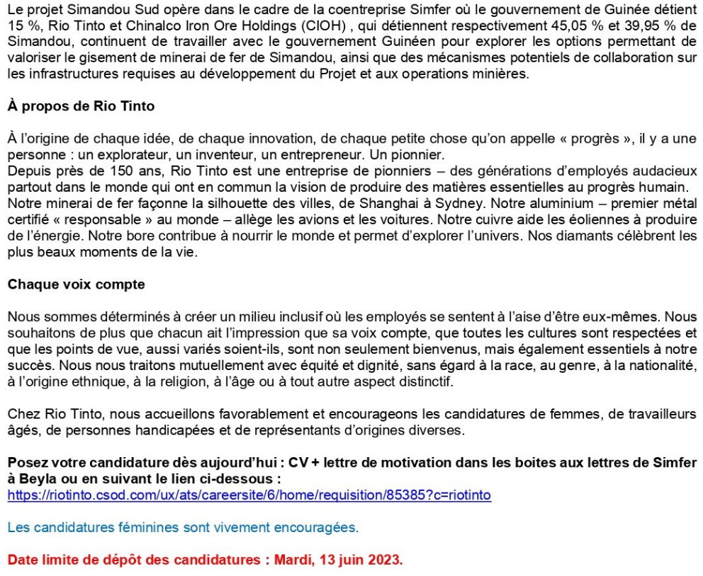 Trois (3) Conseiller (ère)s en Migration Induite par le Projet PIM (Mine, Rail et Port) | page 2
