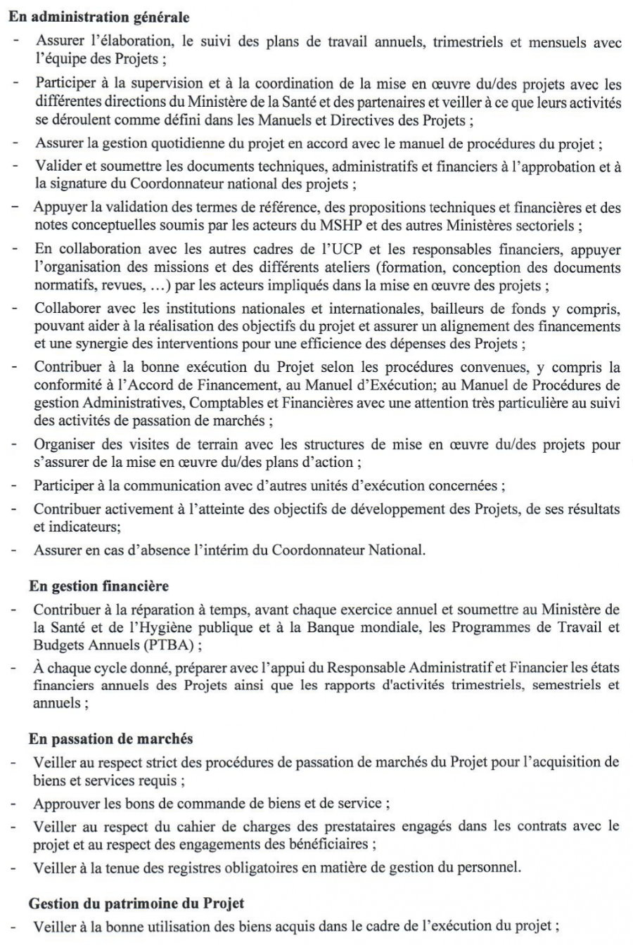 Appel a candidature pour le recrutement d’un (e) coordonnateur (trice) adjoint (e) | Page 2