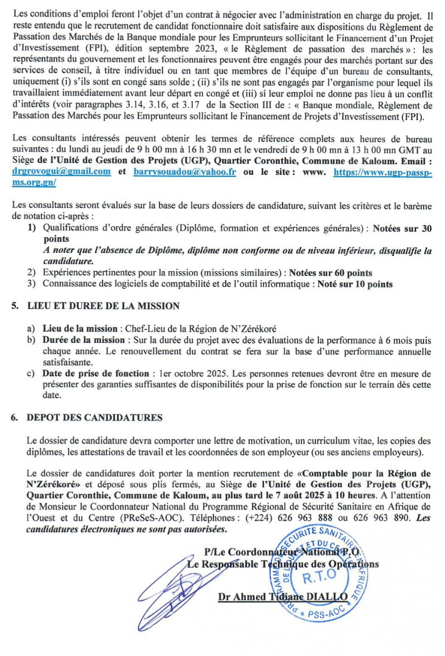 LE PReSeS-AOC RELANCE L'APPEL A CANDIDATURE POUR LE RECRUTEMENT D’UN (1) COMPTABLE | page 3