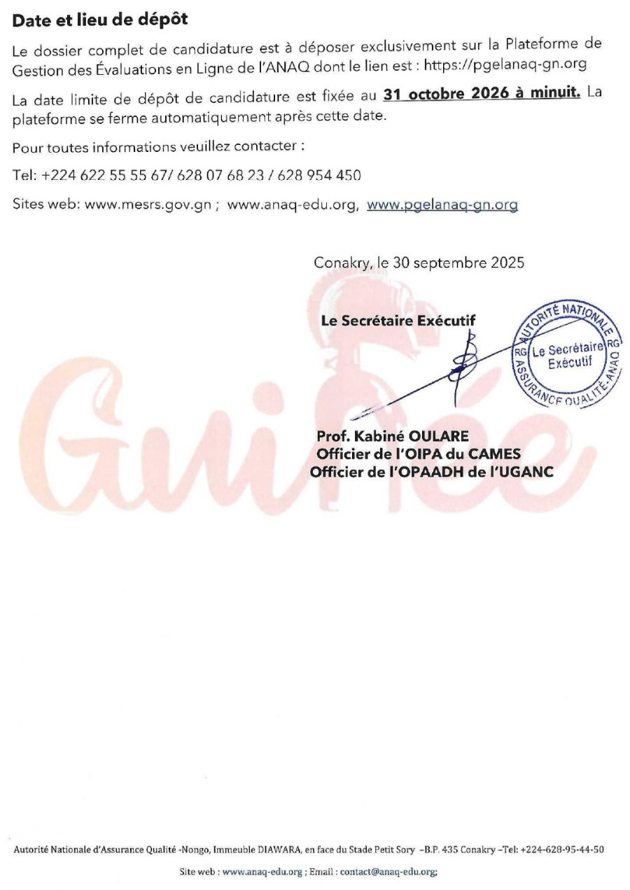 évaluation pour l'accréditation des programmes d'étude des établissements d'enseignement supérieur, d'enseignement technique et de la formation professionnelle | Page 2