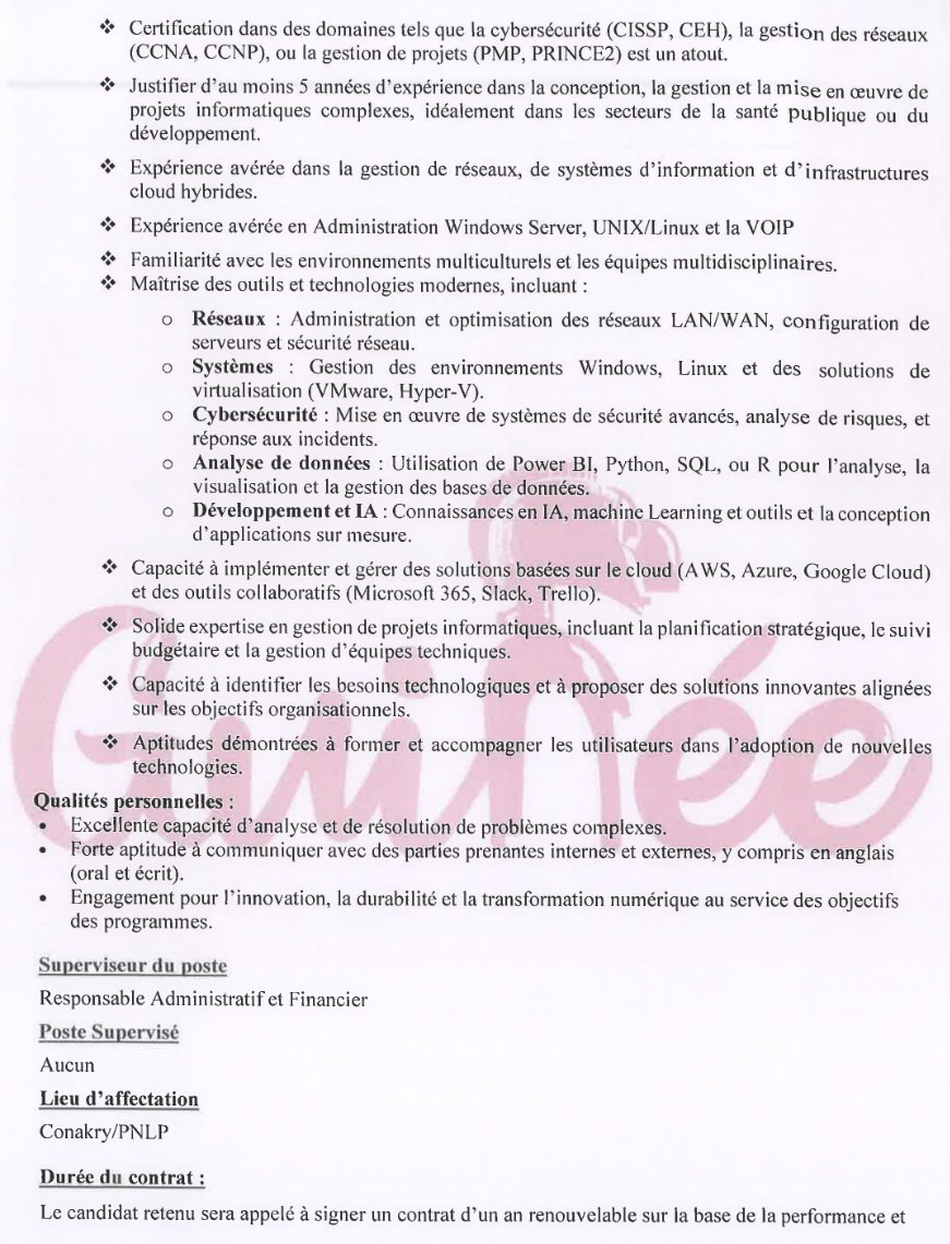 Appel A Candidature Pour Le Recrutement D'un(e) Informaticien (ne) (IT) | Page 3