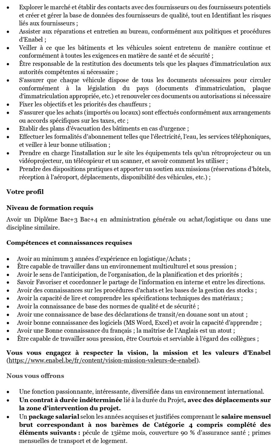 Avis de recrutement d'un Gestionnaire Logistique et Achats (h/f/x) – Guinée | Page 2