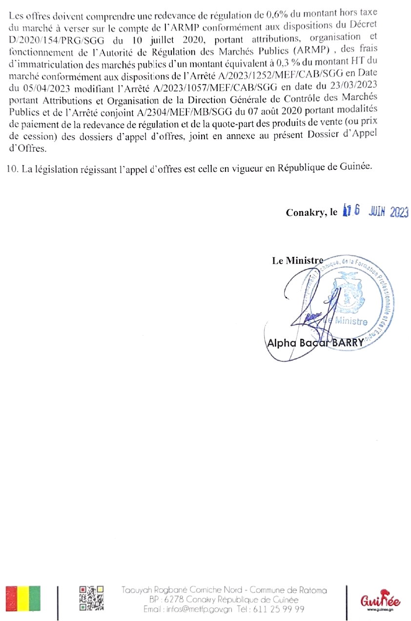  Avis d'appel d'offres pour les marchés relatifs à fourniture des équipements informatiques repartis en deux (02) lots | Page 3