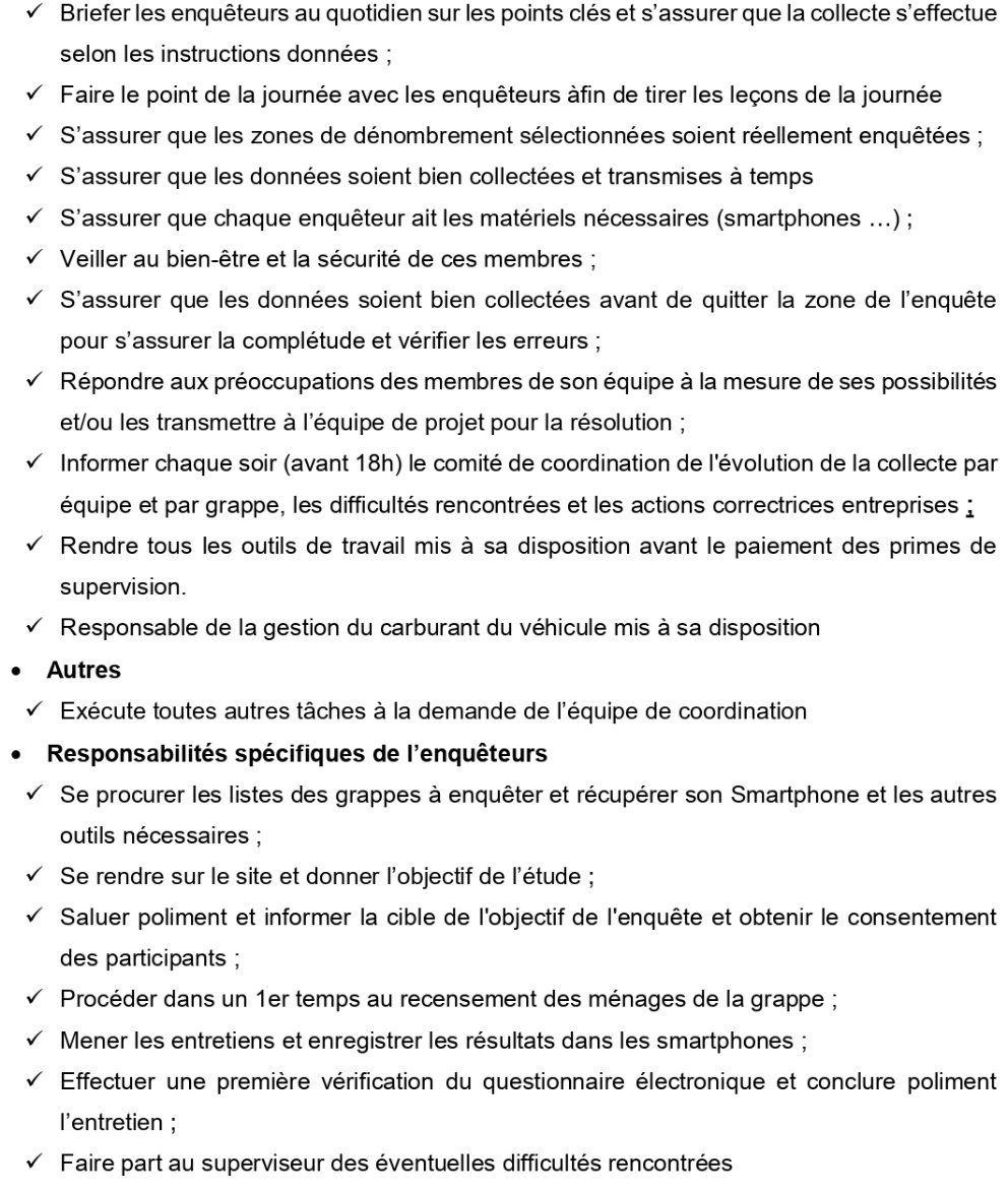 Termes de référence pour le recrutement de 07 superviseurs et de 60 enquêteurs Pour le Projet de ‘’Supplémentation en vitamine A’’ | page 3