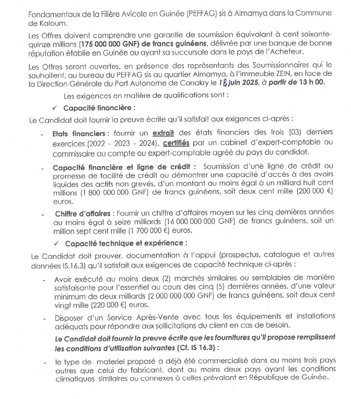 Avis d'appel d'offres international pour le marché d'acquisition de 33 véhicules pick-up tout terrain double cabines pour les inspecteurs vétérinaires | Page 2