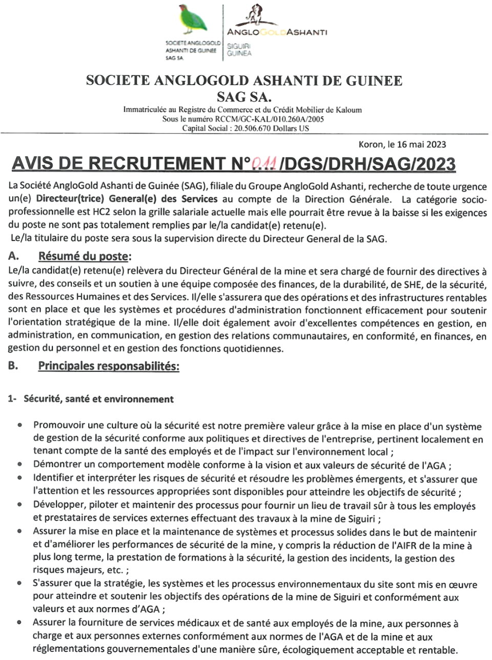 un(e) Directeur(rice) Senior Financier | P 1