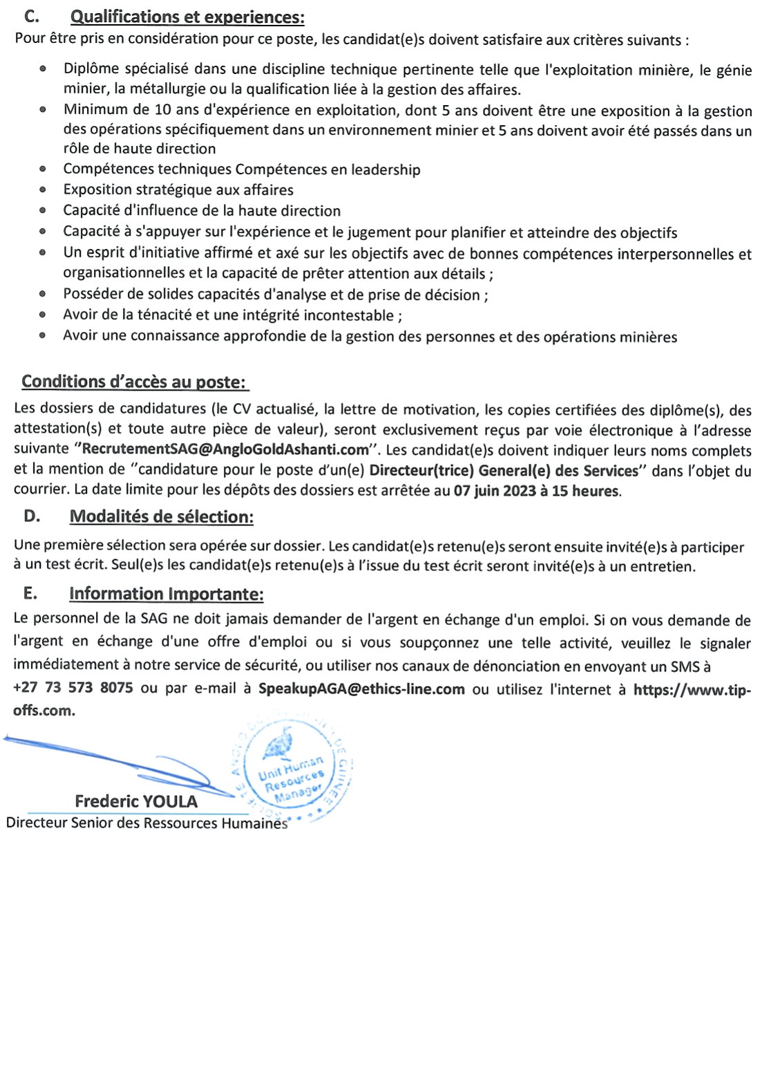 un(e) Directeur(rice) Senior Financier | P 3