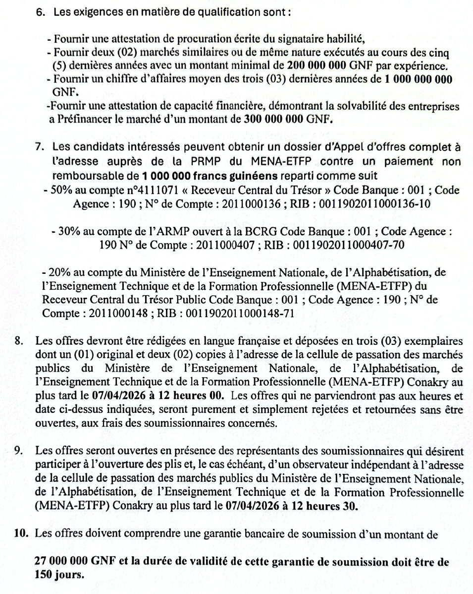 Avis d’appel d’offres ouvert national pour le marché de fourniture de Pré- Imprimés en lot unique | Page 2