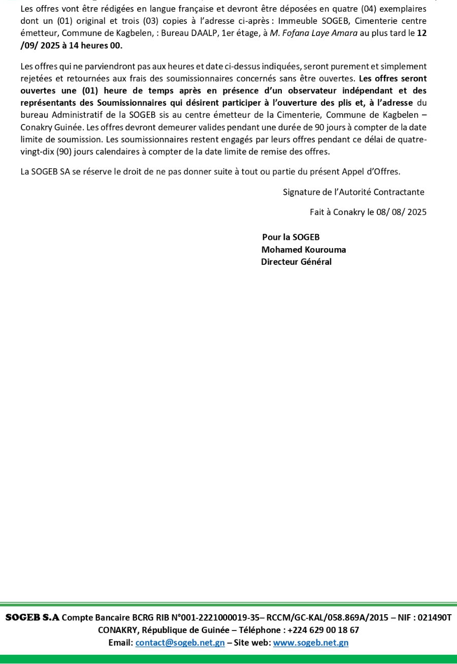 Avis d’Appel d’Offres pour l’achat de trente-six (36) ordinateurs neufs dont treize (13) bureautiques et vingt-trois (23) portables (laptops) | Page 3