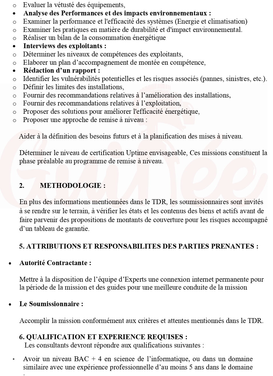 Avis De Recrutement d’une Structure fiable ou d’un Cabinet pour l’audit du data center | Page 3