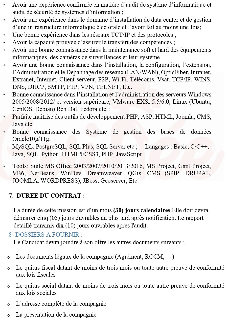 Avis De Recrutement d’une Structure fiable ou d’un Cabinet pour l’audit du data center | Page 4