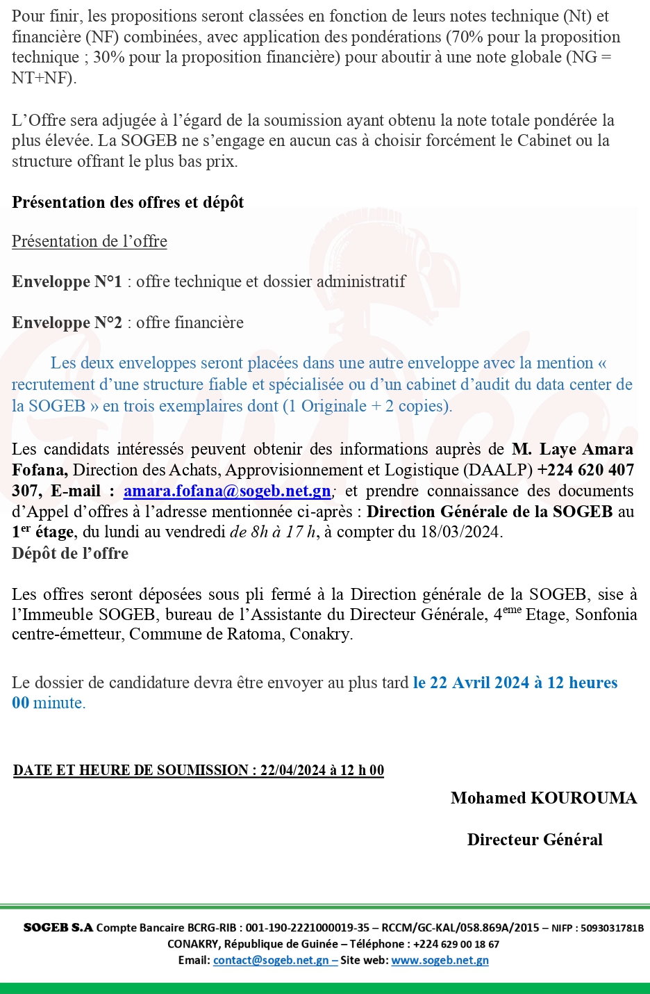 Avis De Recrutement d’une Structure fiable ou d’un Cabinet pour l’audit du data center | Page 7
