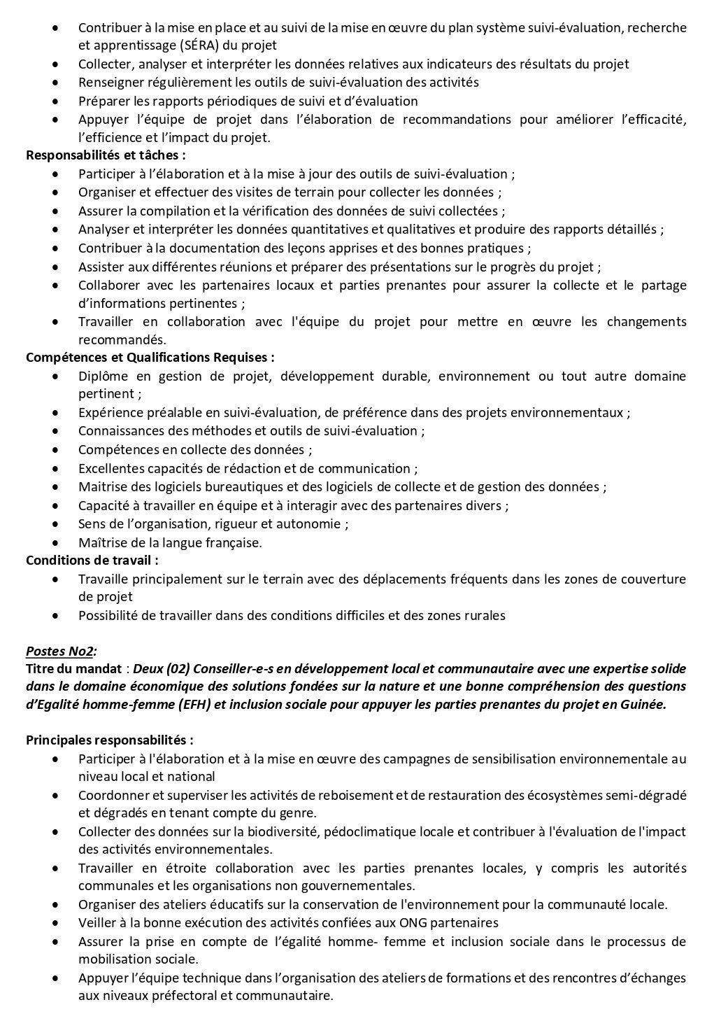 AVIS DE RECRUTEMENT DE TROIS (03) VOLONTAIRES NATIONAUX | Page 2