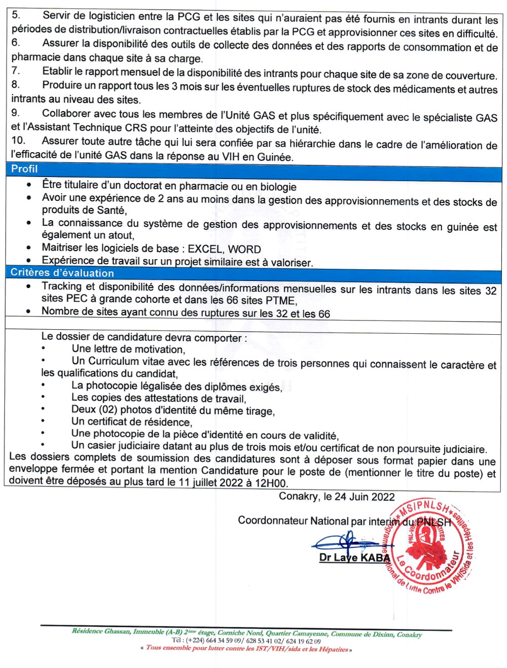 Avis de recrutement d'un Assistant (e) spécialiste Gestion des Approvisionnements et Stock (GAS) page 2